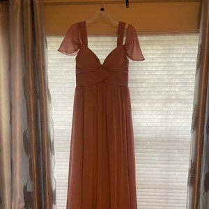 Azazie Lianne Bridesmaid Dress / Color-Material: Chiffon Dusty Rose / Size: a10